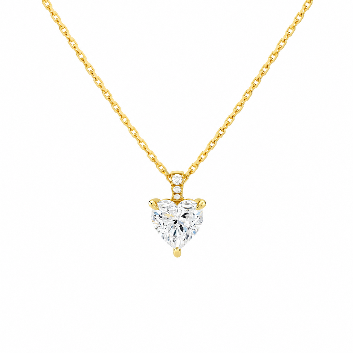 Maeva Heart Accented Bail Lab-Grown Diamond Pendant Necklace in 14K Yellow Gold, front view