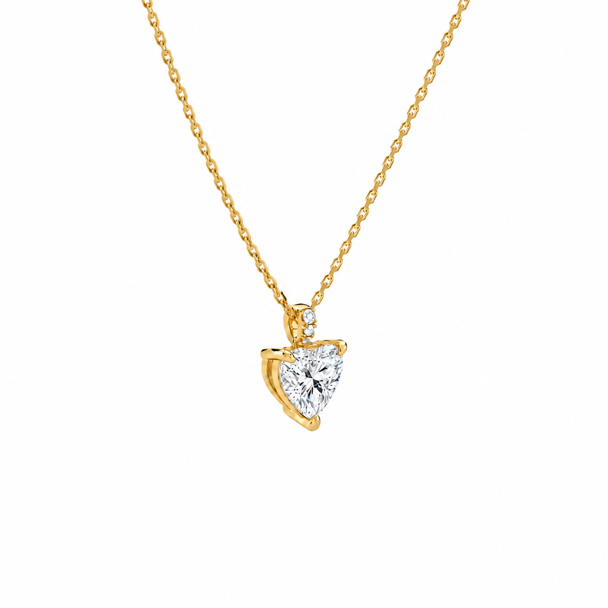 Maeva Heart Accented Bail Lab-Grown Diamond Pendant Necklace in 14K Yellow Gold, alternate product view