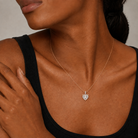 Maeva Heart Accented Bail Lab-Grown Diamond Pendant Necklace in 14K Rose Gold, worn on neck