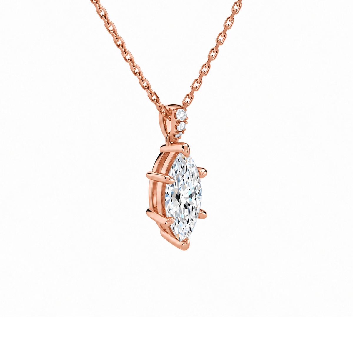 Maeva Marquise Accented Bail Lab-Grown Diamond Pendant Necklace in 14K Rose Gold, alternate product view