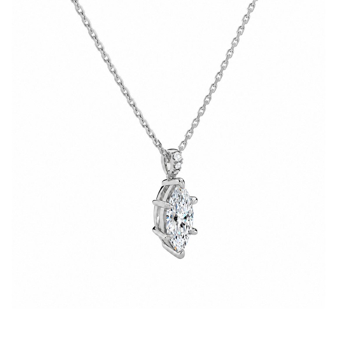 Maeva Marquise Accented Bail Lab-Grown Diamond Pendant Necklace in 14K White Gold, alternate product view