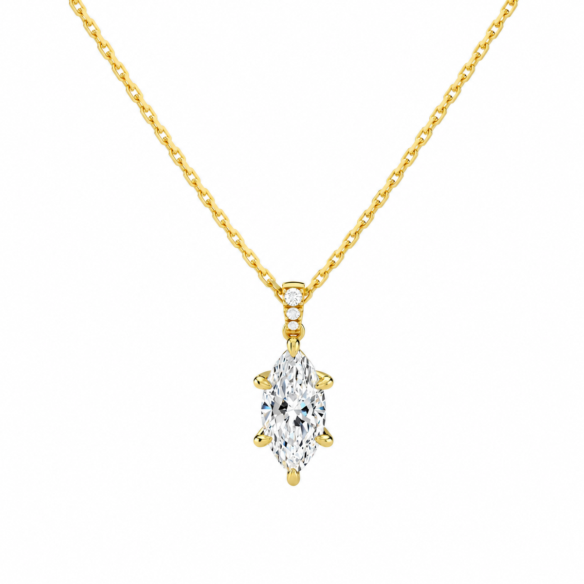 Maeva Marquise Accented Bail Lab-Grown Diamond Pendant Necklace in 14K Yellow Gold, front view