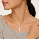 Maeva Marquise Accented Bail Lab-Grown Diamond Pendant Necklace in 18K White Gold, worn on neck