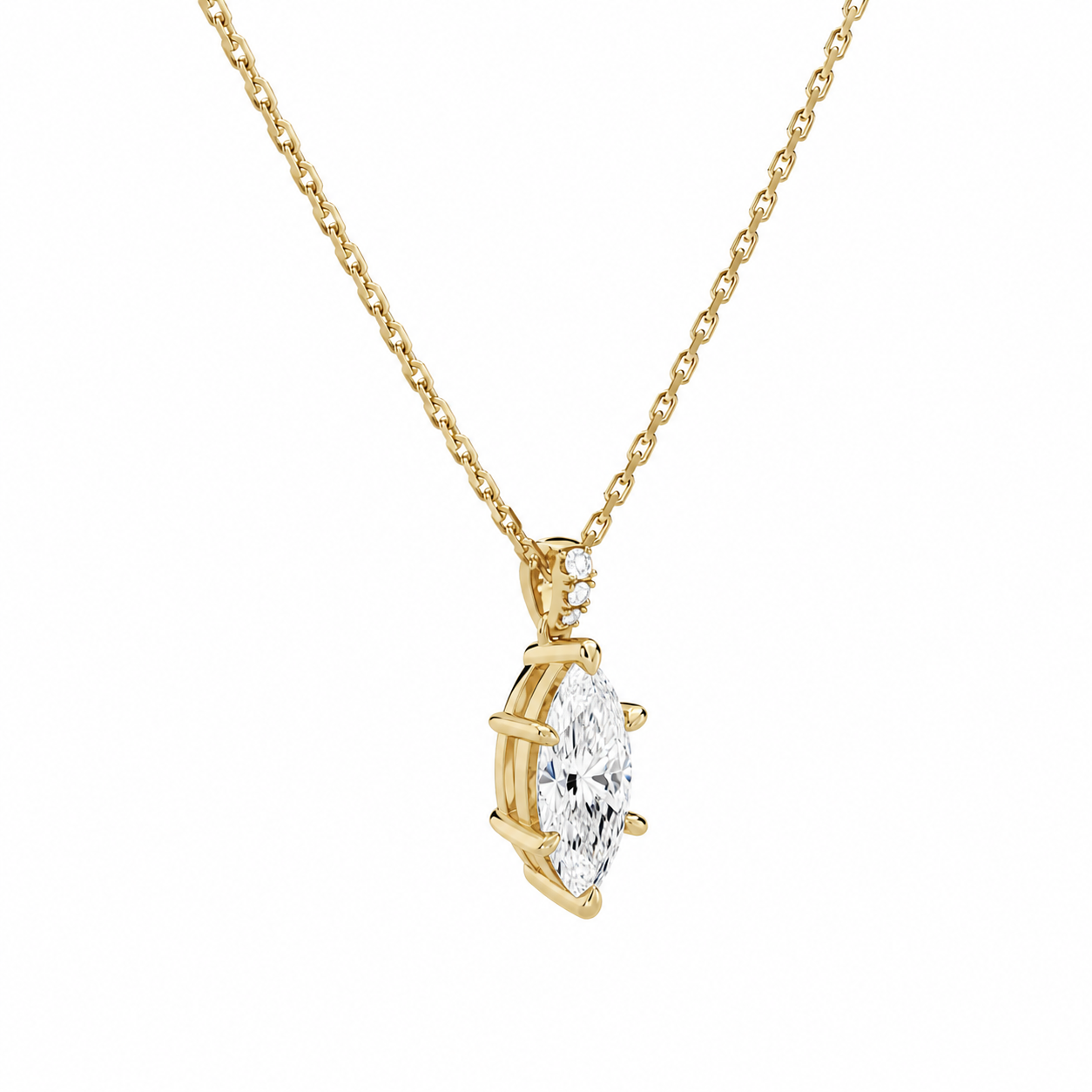Maeva Marquise Accented Bail Diamond Pendant Necklace in 14K Yellow Gold second product view