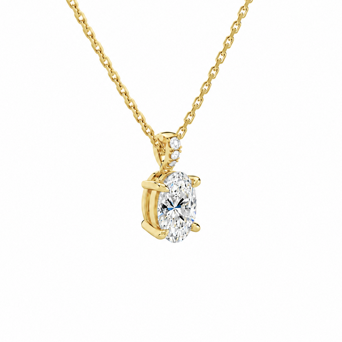 Maeva Oval Accented Bail Lab-Grown Diamond Pendant Necklace in 14K Yellow Gold, alternate product view