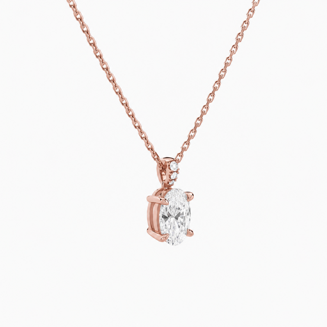 Maeva Oval Accented Bail Diamond Pendant Necklace in 14K Rose Gold second product view