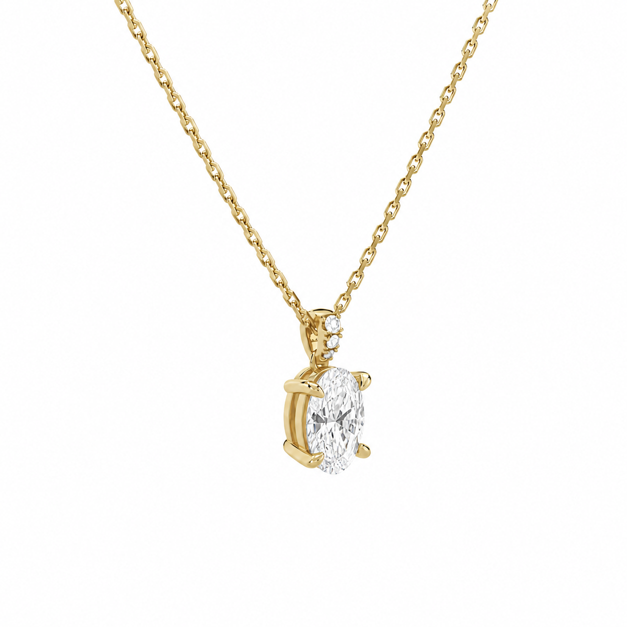 Maeva Oval Accented Bail Diamond Pendant Necklace in 14K Yellow Gold second product view