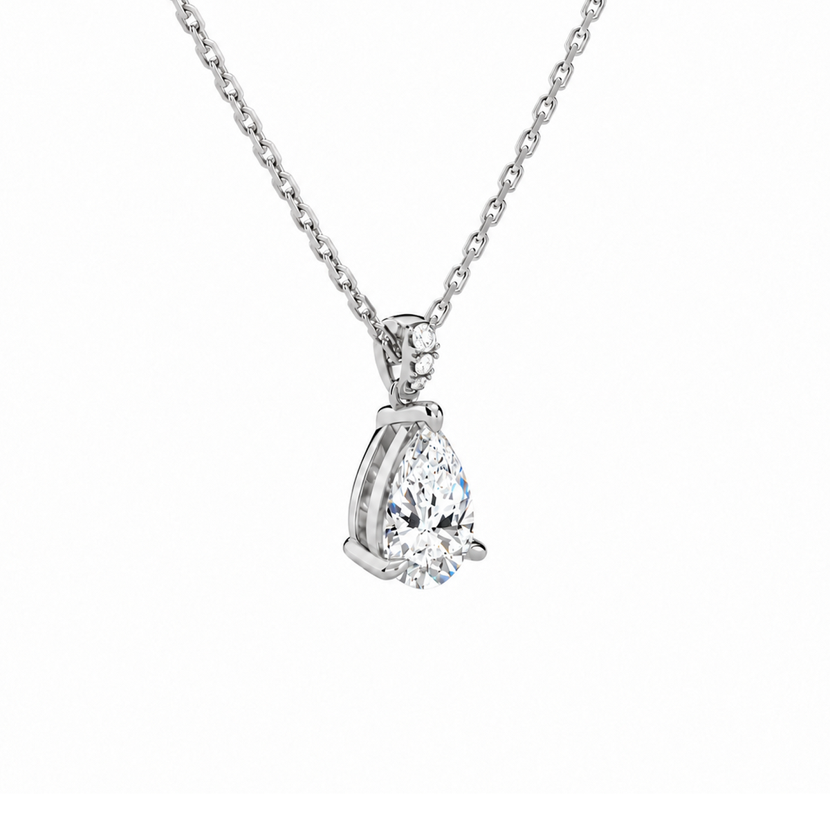 Maeva Pear Accented Bail Lab-Grown Diamond Pendant Necklace in Platinum, alternate product view