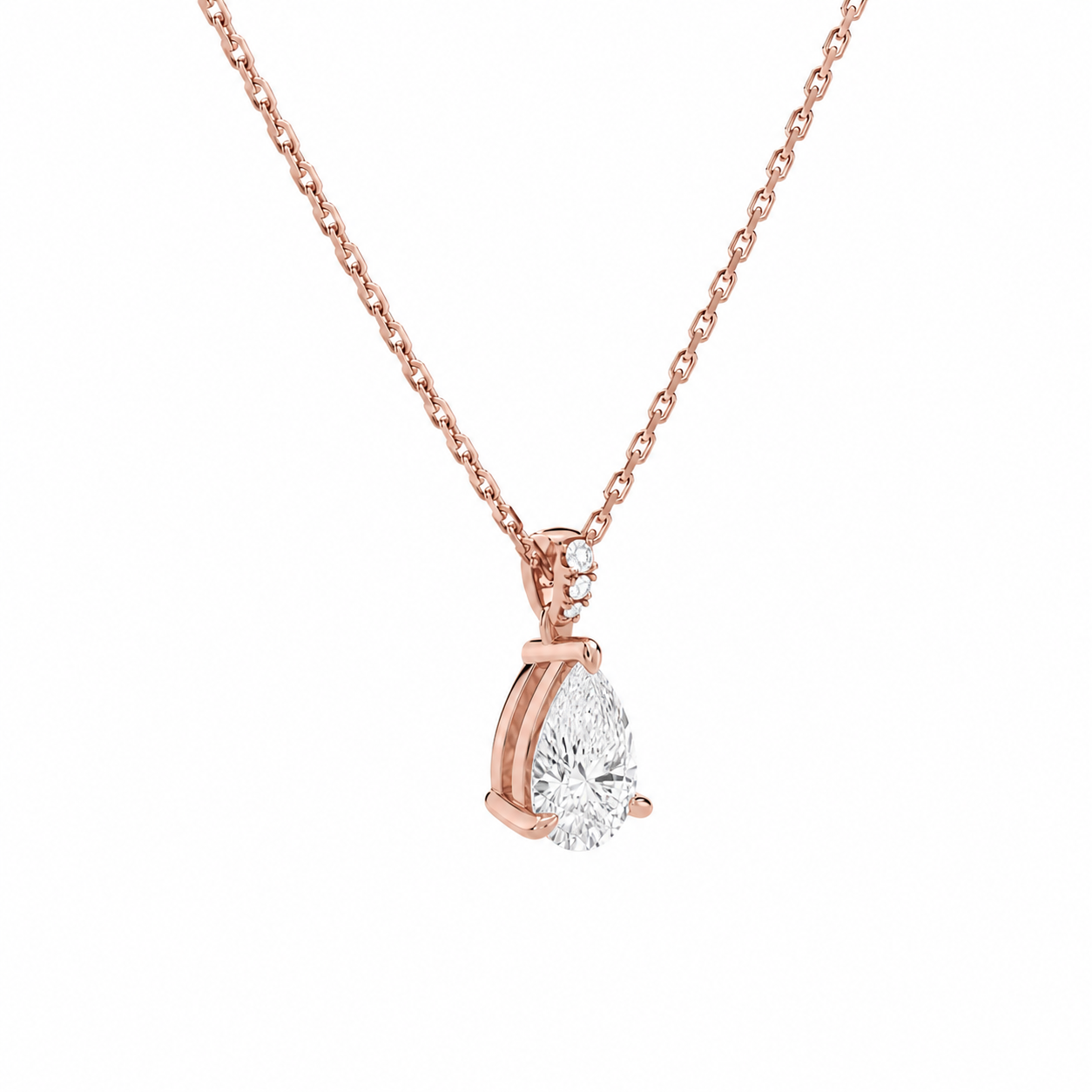 Maeva Pear Accented Bail Diamond Pendant Necklace in 14K Rose Gold second product view