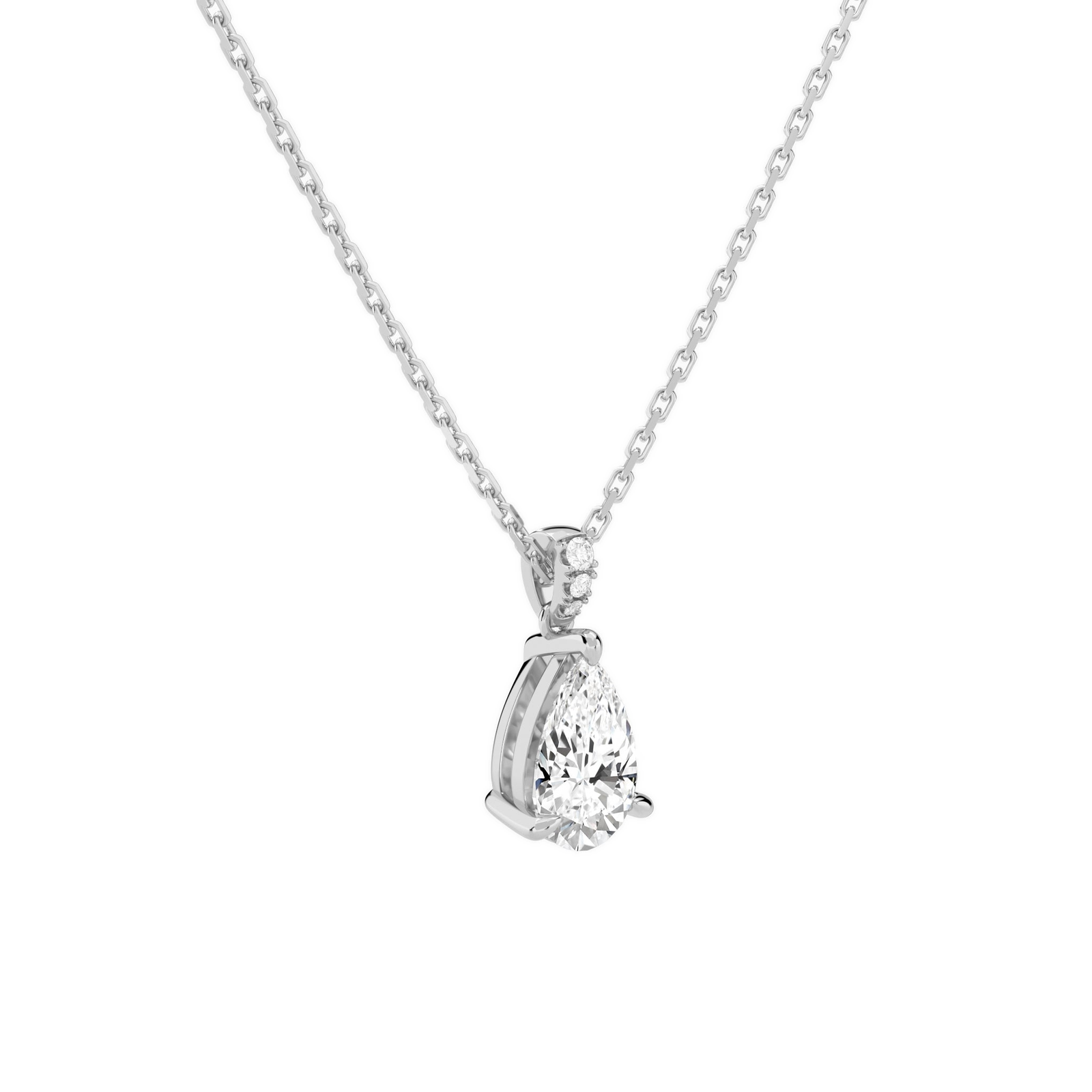 Maeva Pear Accented Bail Diamond Pendant Necklace in Platinum second product view