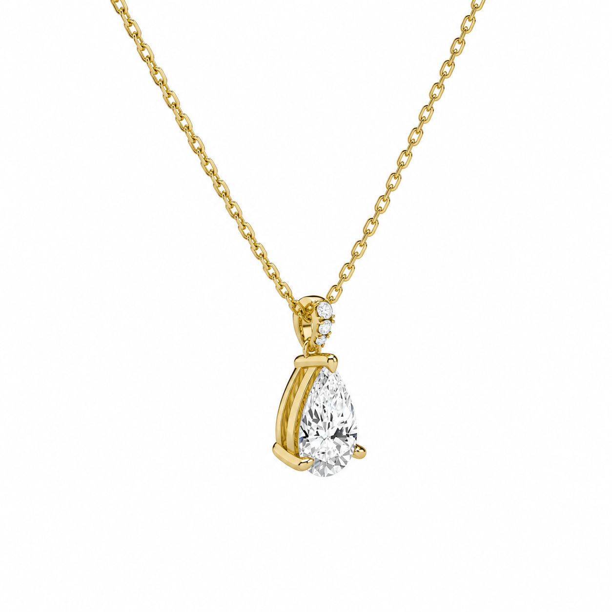 Maeva Pear Accented Bail Diamond Pendant Necklace in 18K Yellow Gold second product view