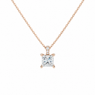 Maeva Princess Accented Bail Lab-Grown Diamond Pendant Necklace in 14K Rose Gold, front view