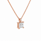 Maeva Princess Accented Bail Lab-Grown Diamond Pendant Necklace in 14K Rose Gold, alternate product view
