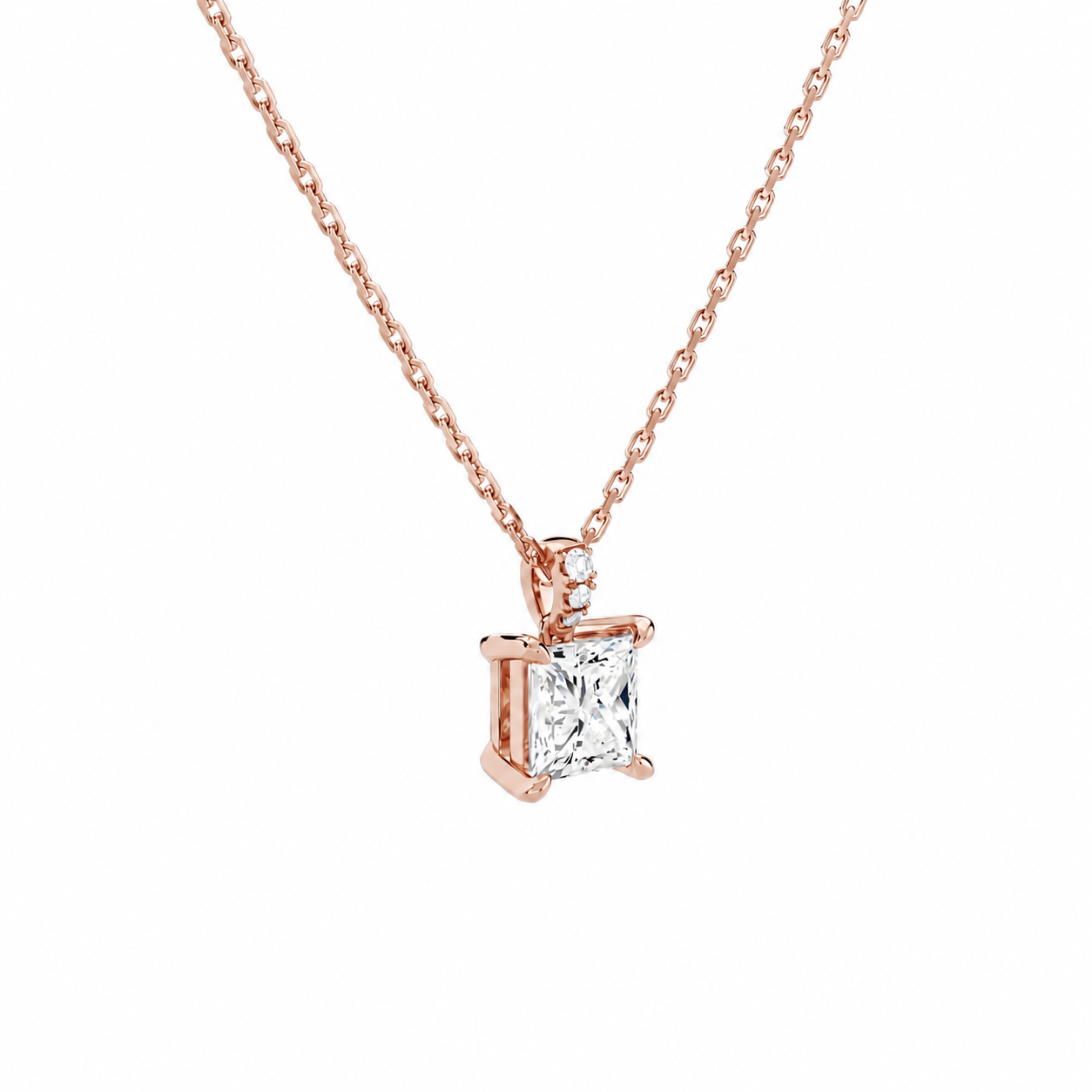 Maeva Princess Accented Bail Diamond Pendant Necklace in 14K Rose Gold second product view