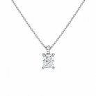 Maeva Radiant Accented Bail Lab-Grown Diamond Pendant Necklace in 18K White Gold, front view