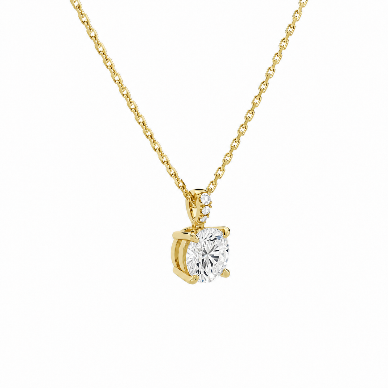 Maeva Round Accented Bail Diamond Pendant Necklace in 18K Yellow Gold second product view