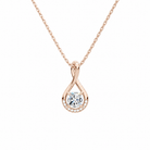 Nelle Cushion Accented Twist Lab-Grown Diamond Pendant Necklace in 14K Rose Gold, front view