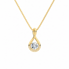 Nelle Cushion Accented Twist Lab-Grown Diamond Pendant Necklace in 14K Yellow Gold, front view
