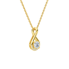 Nelle Cushion Accented Twist Lab-Grown Diamond Pendant Necklace in 14K Yellow Gold, alternate product view