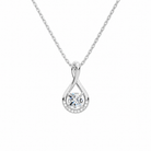 Nelle Cushion Accented Twist Lab-Grown Diamond Pendant Necklace in 18K White Gold, front view