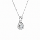 Nelle Cushion Accented Twist Lab-Grown Diamond Pendant Necklace in 18K White Gold, alternate product view