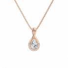 Nelle Pear Accented Twist Lab-Grown Diamond Pendant Necklace in 14K Rose Gold, front view