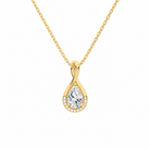 Nelle Pear Accented Twist Lab-Grown Diamond Pendant Necklace in 14K Yellow Gold, front view