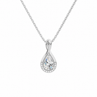 Nelle Pear Accented Twist Lab-Grown Diamond Pendant Necklace in 18K White Gold, front view