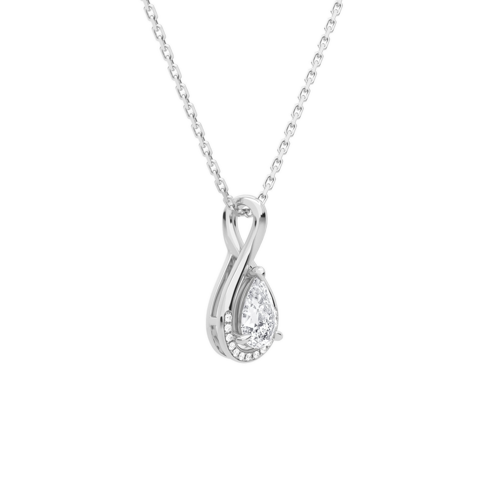 Nelle Pear Accented Twist Diamond Pendant Necklace in Platinum second product view