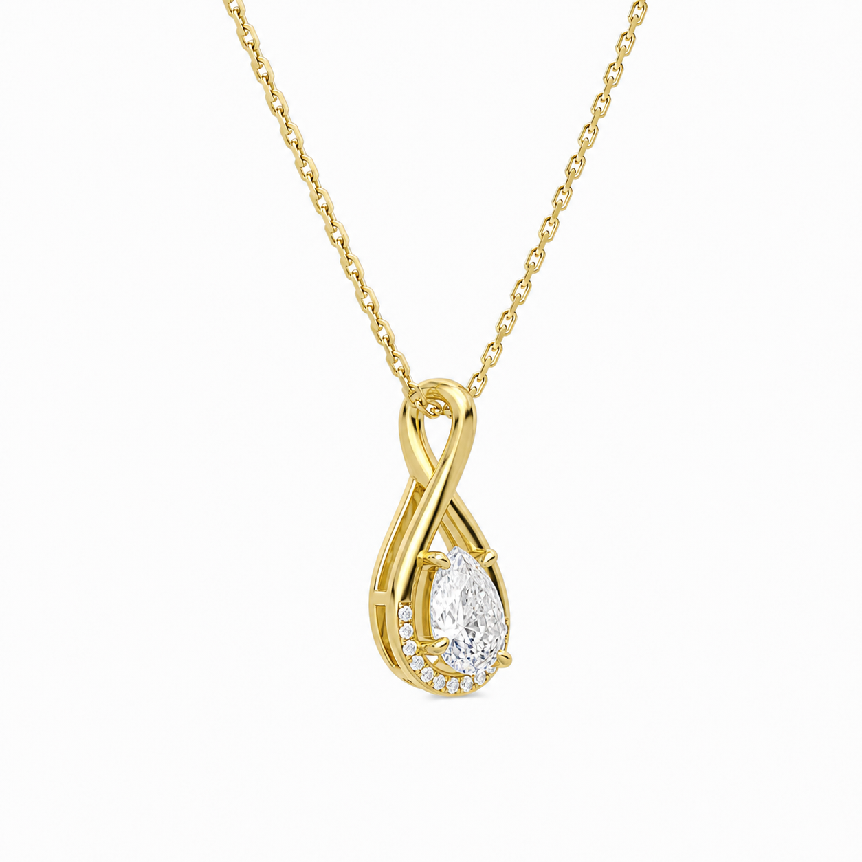 Nelle Pear Accented Twist Diamond Pendant Necklace in 18K Yellow Gold second product view