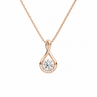 Nelle Round Accented Twist Lab-Grown Diamond Pendant Necklace in 14K Rose Gold, front view