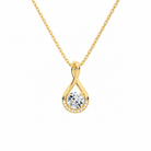 Nelle Round Accented Twist Lab-Grown Diamond Pendant Necklace in 14K Yellow Gold, front view