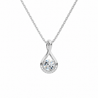 Nelle Round Accented Twist Lab-Grown Diamond Pendant Necklace in 18K White Gold, front view