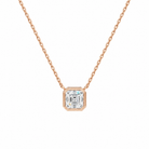 Sienna Asscher Bezel Solitaire Lab-Grown Diamond Necklace in 14K Rose Gold, front view