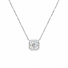 Sienna Asscher Bezel Solitaire Lab-Grown Diamond Necklace in 14K White Gold, front view