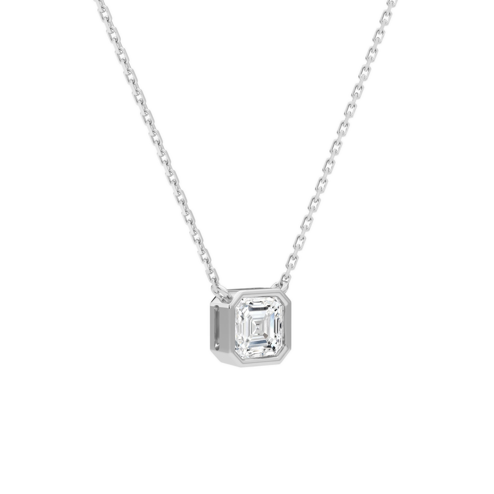 Sienna Asscher Bezel Solitaire Diamond Necklace in 14K White Gold second product view
