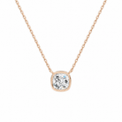 Sienna Cushion Bezel Solitaire Lab-Grown Diamond Necklace in 14K Rose Gold, front view