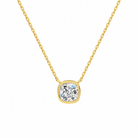 Sienna Cushion Bezel Solitaire Lab-Grown Diamond Necklace in 14K Yellow Gold, front view