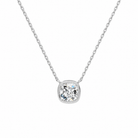 Sienna Cushion Bezel Solitaire Lab-Grown Diamond Necklace in Platinum, front view