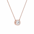 Sienna Cushion Bezel Solitaire Diamond Necklace in 14K Rose Gold second product view