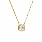 Sienna Cushion Bezel Solitaire Diamond Necklace in 14K Yellow Gold second product view