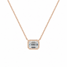Sienna Emerald Bezel Solitaire Lab-Grown Diamond Necklace in 14K Rose Gold, front view