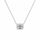 Sienna Emerald Bezel Solitaire Lab-Grown Diamond Necklace in 18K White Gold, front view