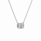 Sienna Emerald Bezel Solitaire Lab-Grown Diamond Necklace in 18K White Gold, alternate product view