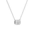 Sienna Emerald Bezel Solitaire Diamond Necklace in 14K White Gold second product view