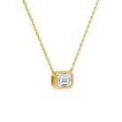 Sienna Emerald Bezel Solitaire Diamond Necklace in 14K Yellow Gold second product view