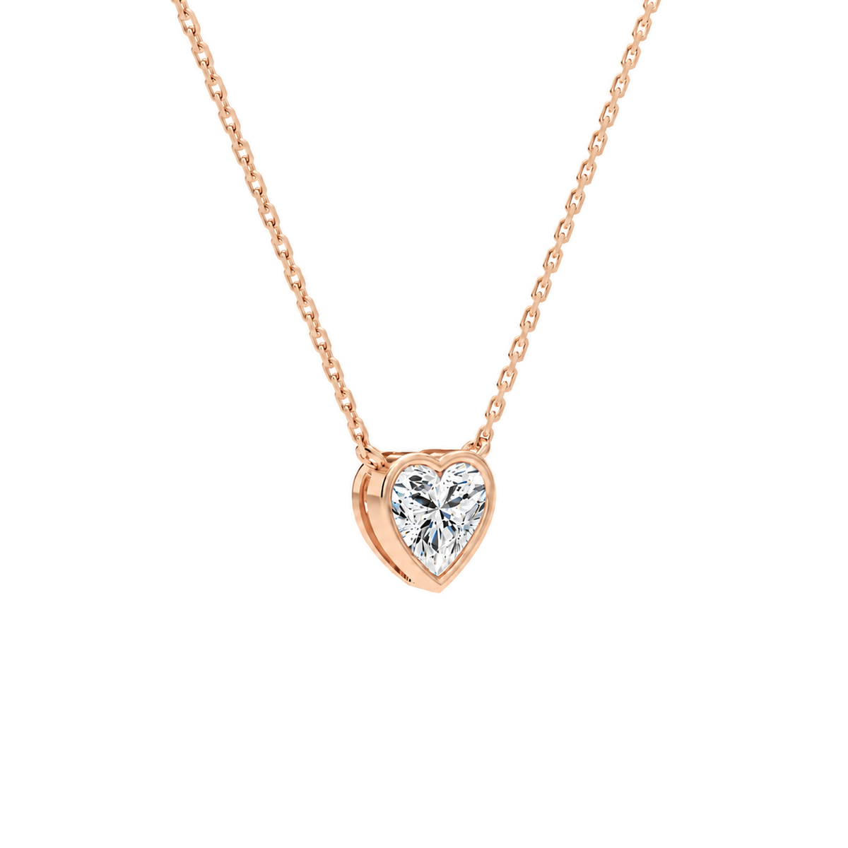 Sienna Heart Bezel Solitaire Lab-Grown Diamond Necklace in 14K Rose Gold, alternate product view