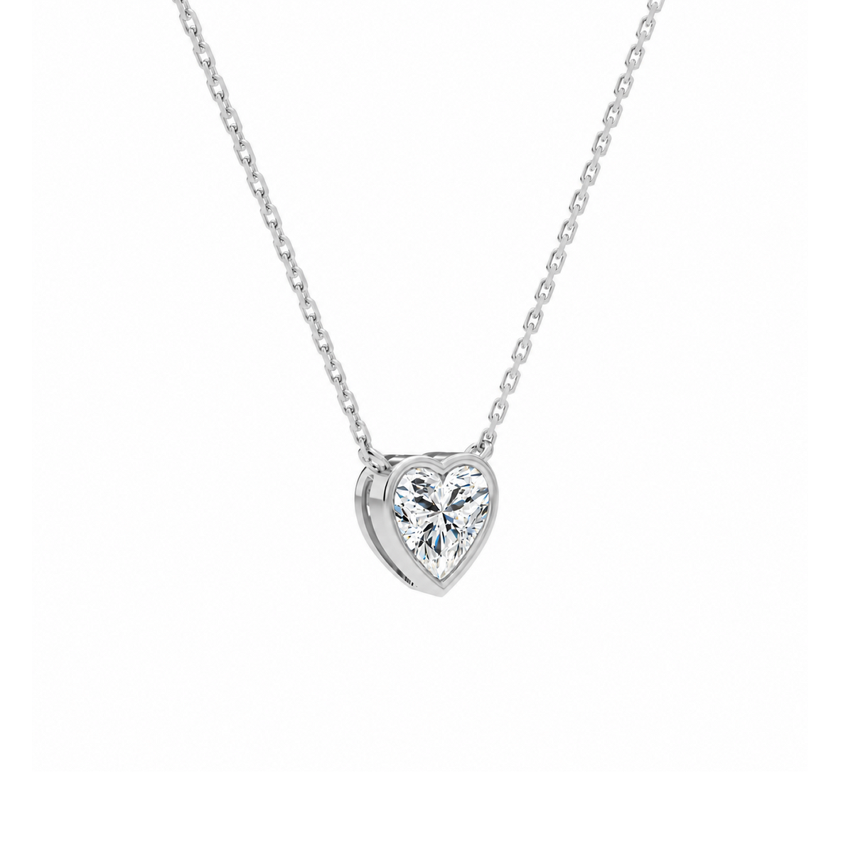 Sienna Heart Bezel Solitaire Lab-Grown Diamond Necklace in 14K White Gold, alternate product view