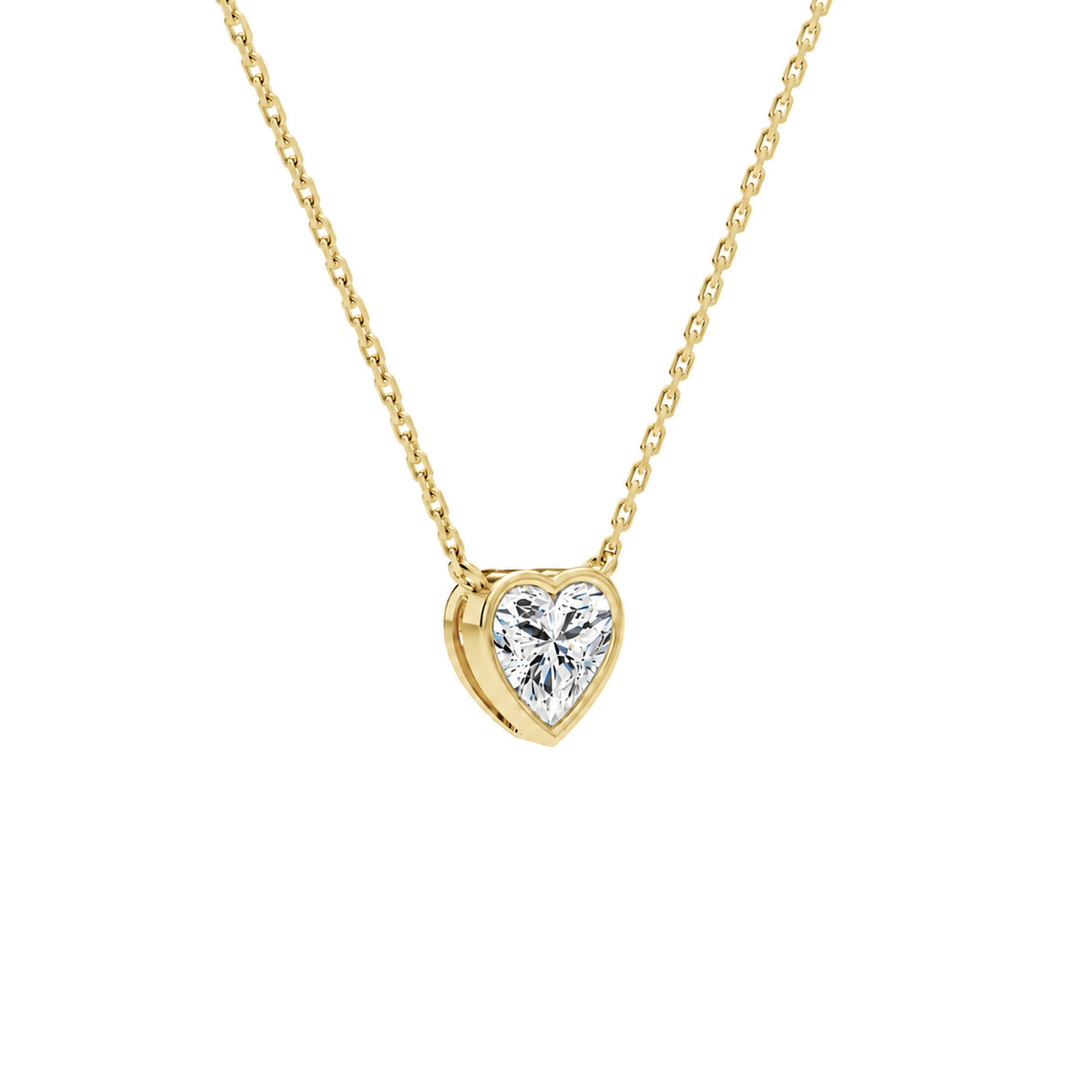 Sienna Heart Bezel Solitaire Lab-Grown Diamond Necklace in 14K Yellow Gold, alternate product view