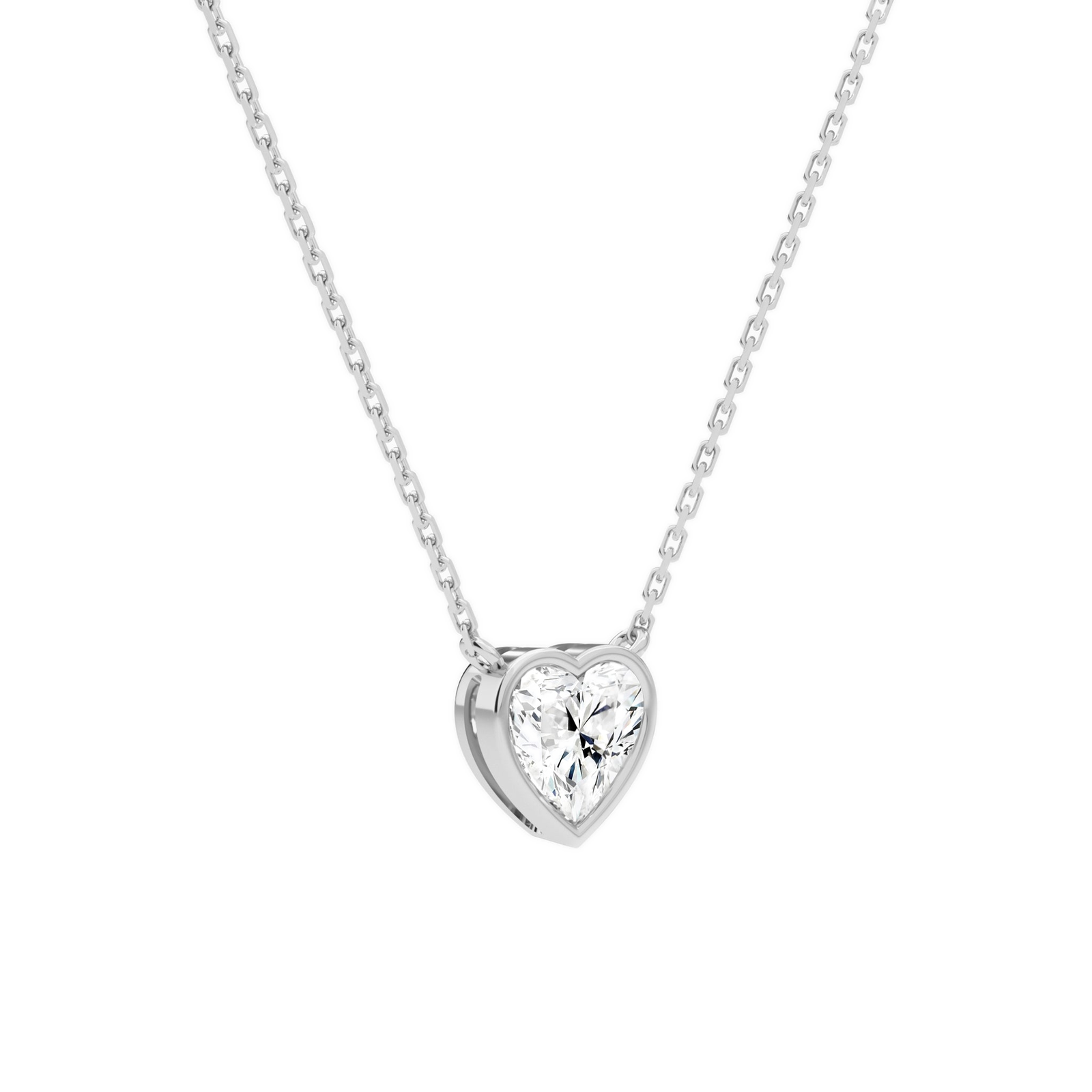 Sienna Heart Bezel Solitaire Diamond Necklace in 14K White Gold second product view